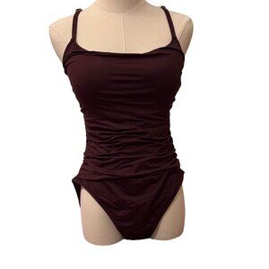 La Blanca Island Goddess One Piece Swimwear Bathing Suit Beachwear Brown Size 42